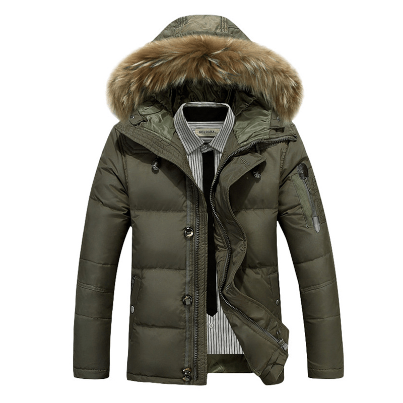 Mens Winter Thick Warm down Jacket Furry Hood Padded Parka