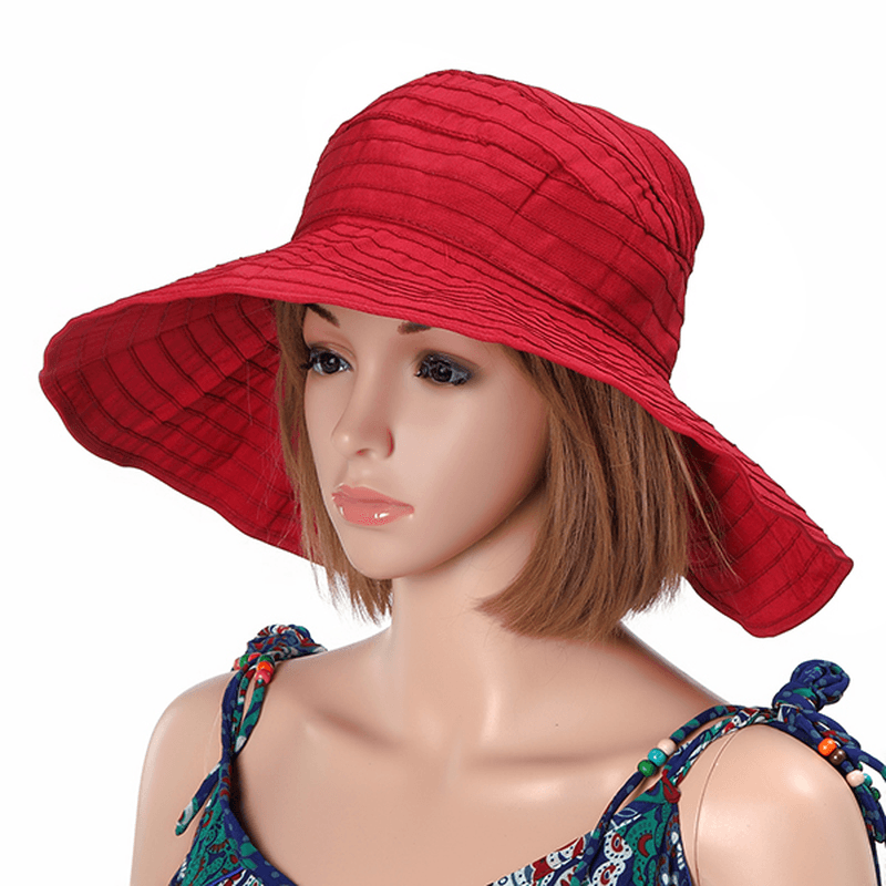 Women Foldable Sun Protective Beach Hat Summer Outdoor Gardening Anti-Uv Wide Brim Visor Cap - MRSLM