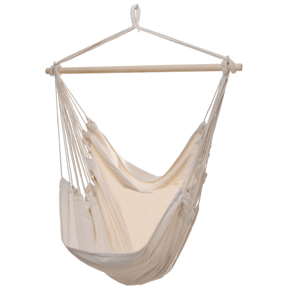 Tassel Hammock Rollover Prevention Canvas Swing Chair Hammock Hanging Seat Rope Porch Patio Garden Indoor Outdoor 100*130CM