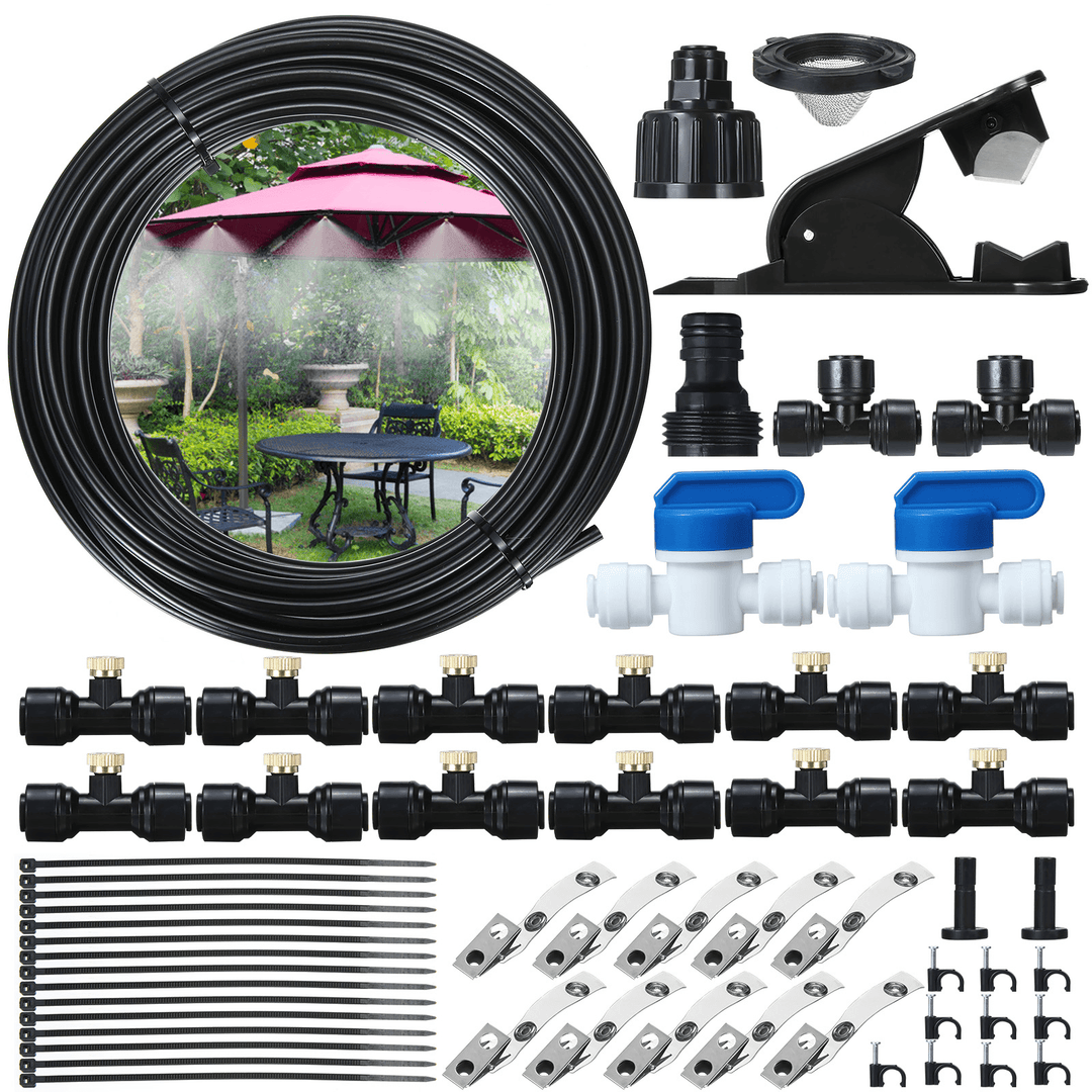 44PCS 15FT Misting Cooling System PE Spray Water Systemfor Garden Landscaping Greenhouse