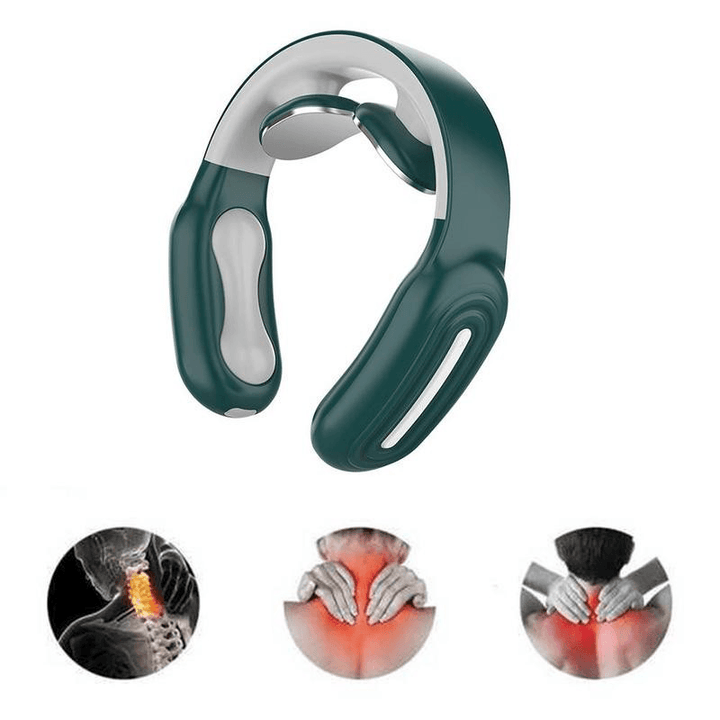 Electric Neck Massager 6 Modes Pulse Massage Magnetic Cervical Spine Hot Compress Therapy Pain Relief Tool