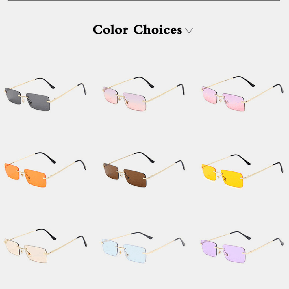 Women Retro Multi-Color Framelss Small Square Fashion Personality UV Protection Sunglasses