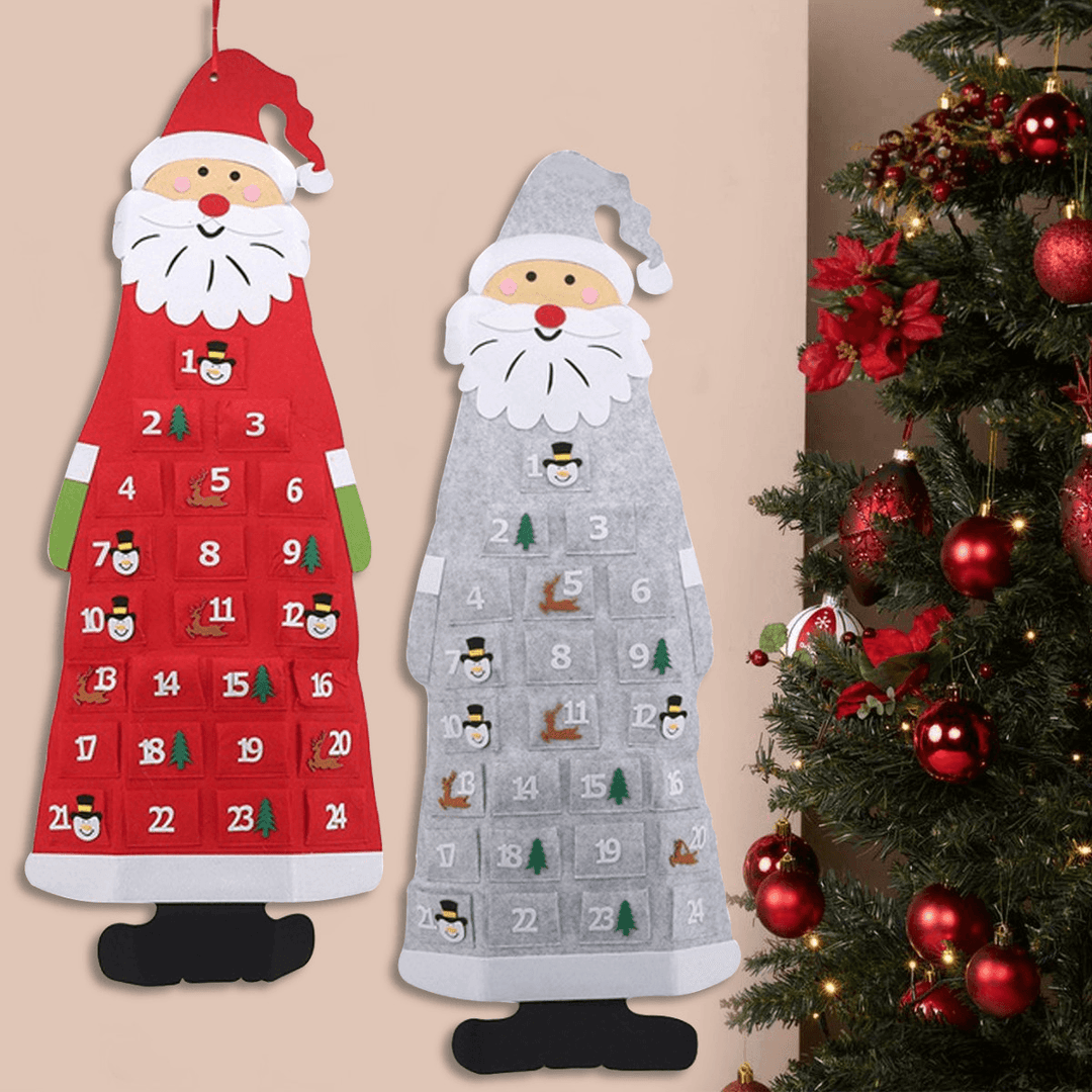 DIY Felt Christmas Advent Calendar Christmas Tree Countdown Calendar with Pockets New Year Hanging Ornaments