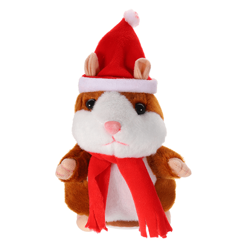 18CM Lovely Talking Hamster Christmas Plush Toy Speak Talking Sound Record Hamster Talking Toys - MRSLM