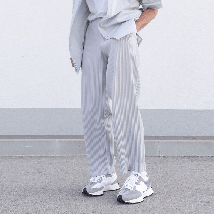 Men'S Solid Color Simple Mid-Waist Loose Casual Trousers