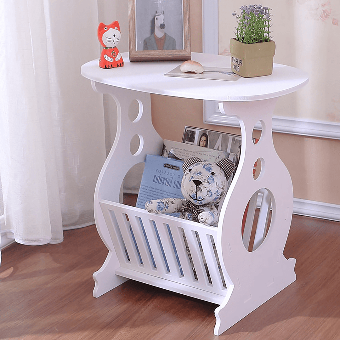 Mini Tea Table PVC Plastic Oval Coffee Home Living Room Storage Rack Bedside