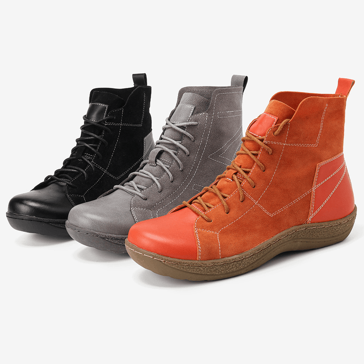 Retro Spicing Casual Lace up Slip Resistant Ankle Boots