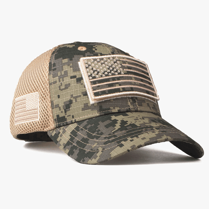 Quality Camouflage Baseball Cap American Flag Patch Cotton Mesh Cap Men'S Hat Peaked Cap Amazon Hot Style