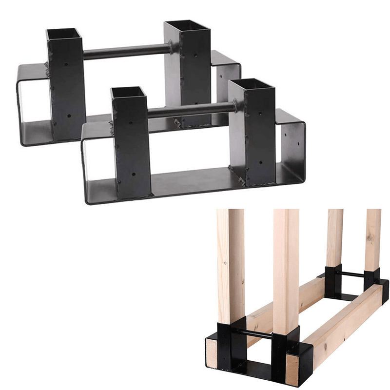 Kingso Firewood Rack Bracket with Screws Heavy Duty Firewood Holder Adjustable Length Log Wood Rack Fireplace Wood Storage Holder