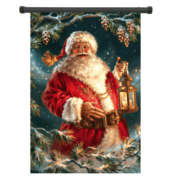 30X45Cm Christmas Santa Claus Polyester Welcome Flag Garden Holiday Decoration