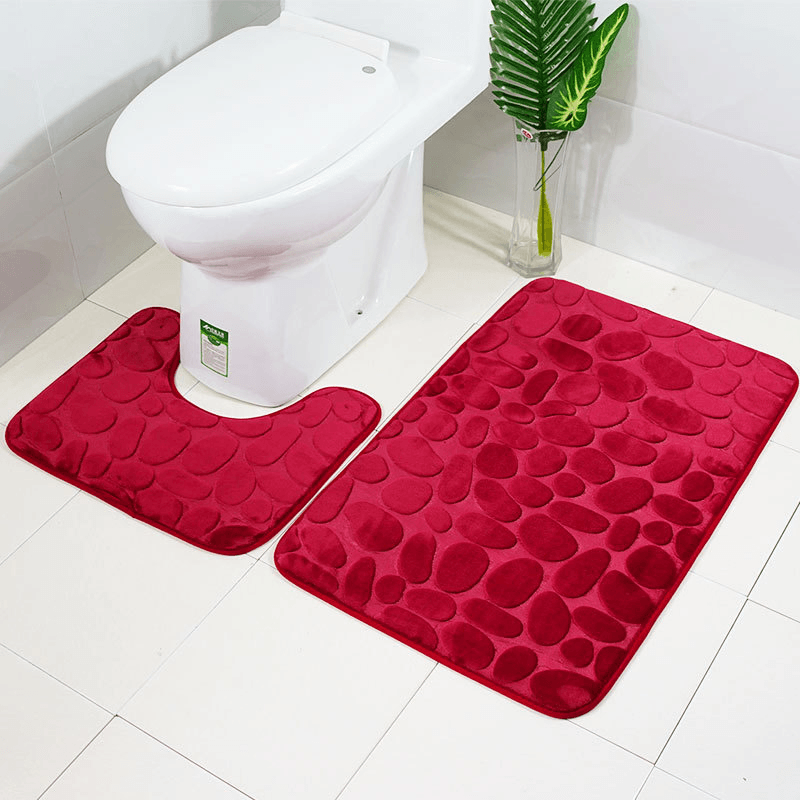 2Pcs Flannel Toilet Lid Bath Rugs Soft Floor Home anti Slip Liner Memory Foam Durable Cover Shower Carpets Bathroom Mat Set