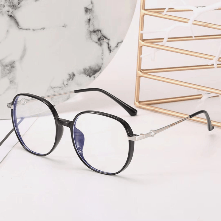 Unisex Oval Full Frame Flat-Light Fashion Simple Glasses