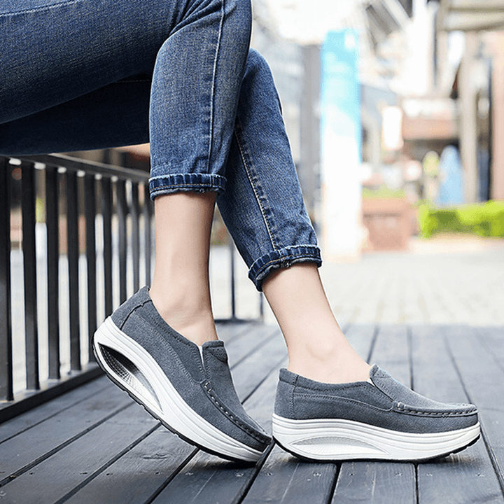 Women Leather Rocker Sole Casual Loafers