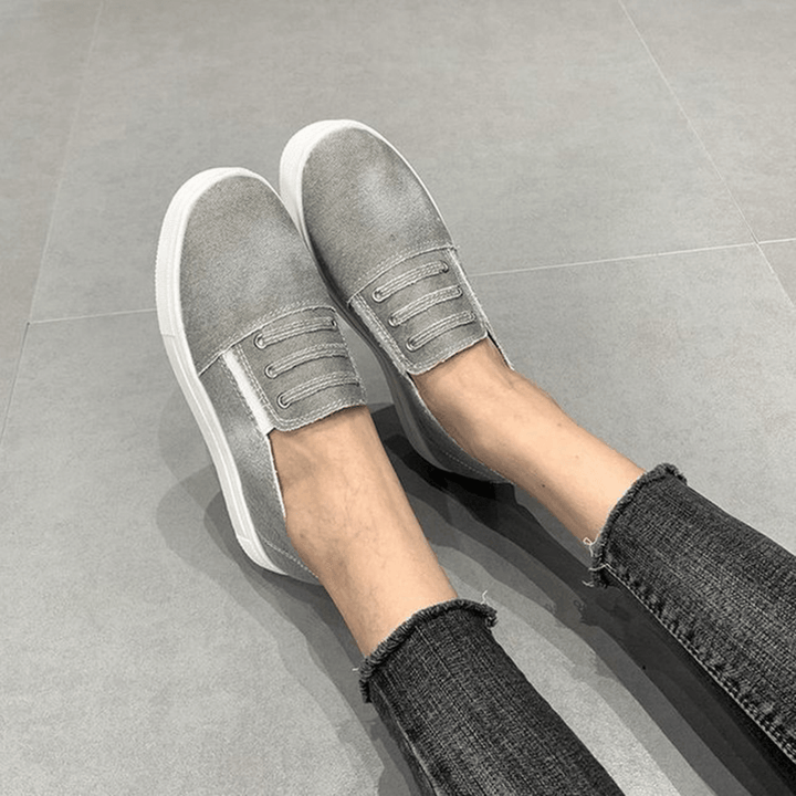 Large Size Women Elastic Band Loafers Canvas Women Flats