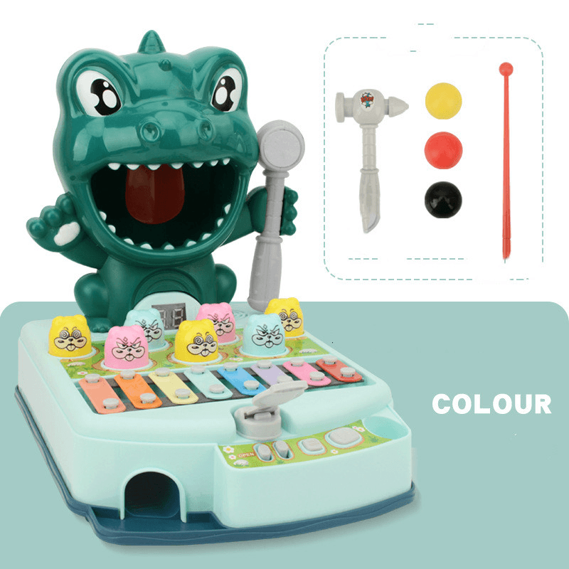 Children'S Educational Fun Electric Dinosaur Hitting Hamster Ejection Sound and Light Early Education Multifunctional Game Toy