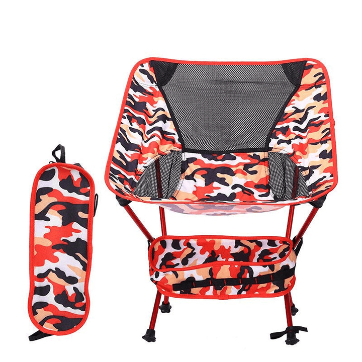 Folding Chair Camouflage Oxford Fabric Chair Ultra-Light Portable Leisure Chair Moon Chair Outdoor Fishing Camping Barbecue Picnic Beach Load 150Kg