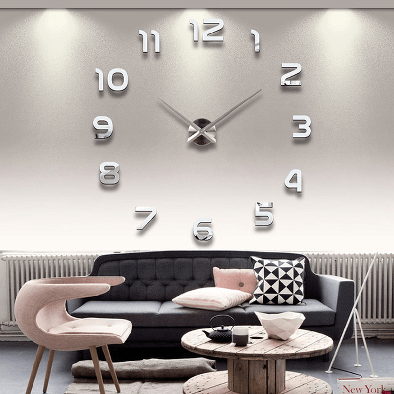 3D Frameless Wall Clock Modern Mute Large Mirror Surface DIY Room Home Office Decorations - MRSLM