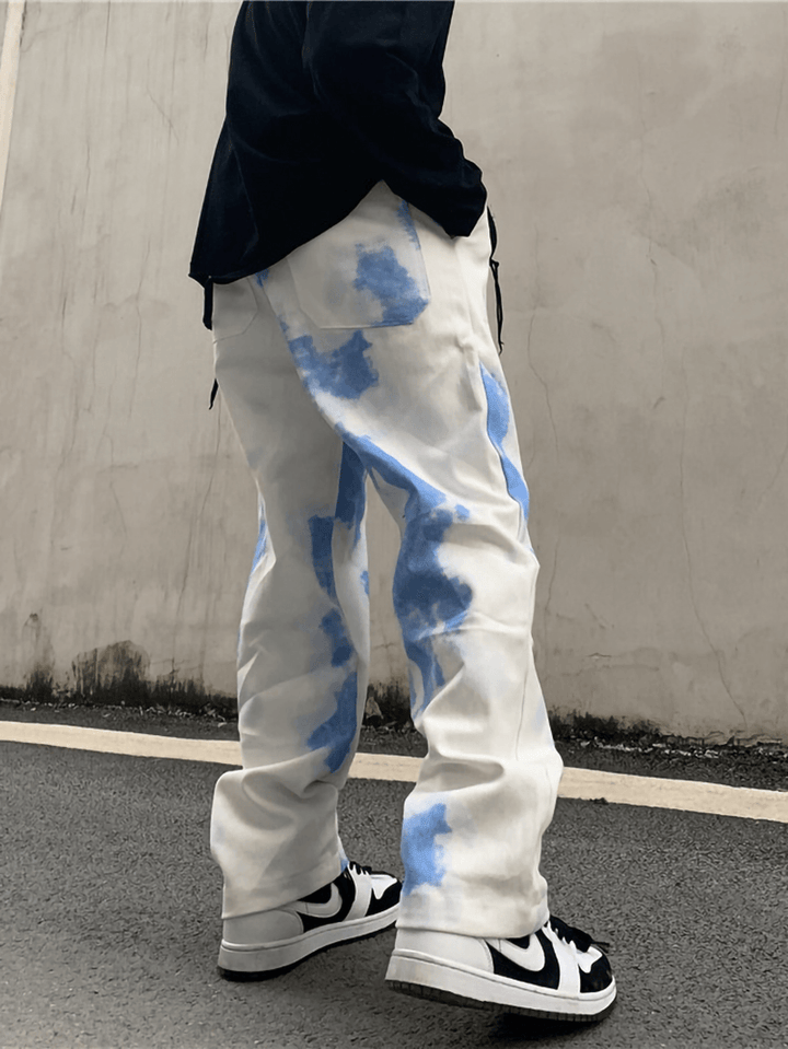 National Tide Gradient Tie-Dye Overalls European a Nd American Retro Casual Pants Loose High Street