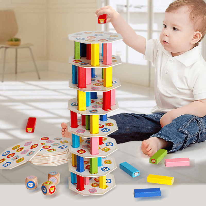 Children'S Wooden Creative 54 Stacked High Blocks