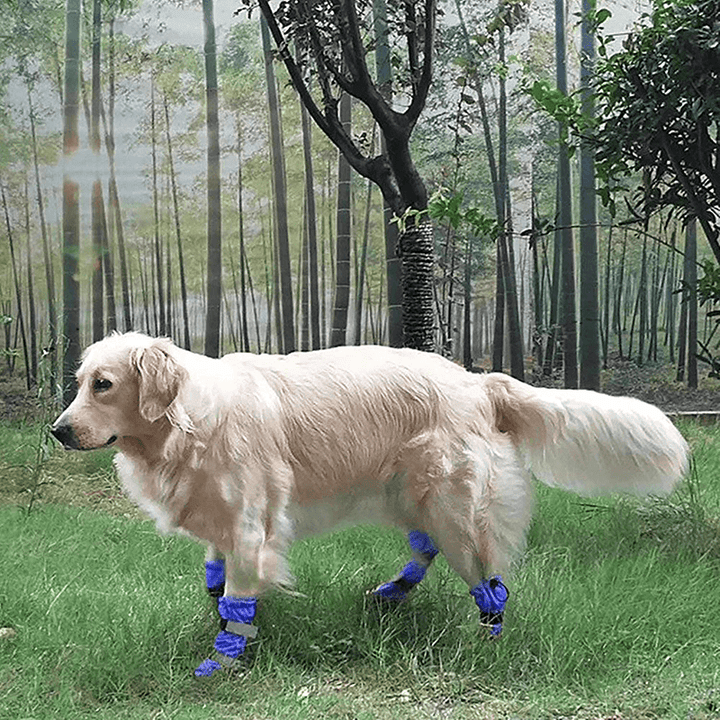 4Pcs Dog Rain Snow Boot Waterproof Anti-Slip Winter Pet Dog Shoes Rain Snow Boots Footwear Thick Warm Dog Socks Reflective