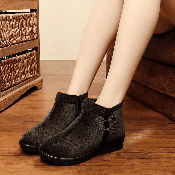 Winter Women Cotton Boots High Top Zipper Keep Warm Ankle Boots