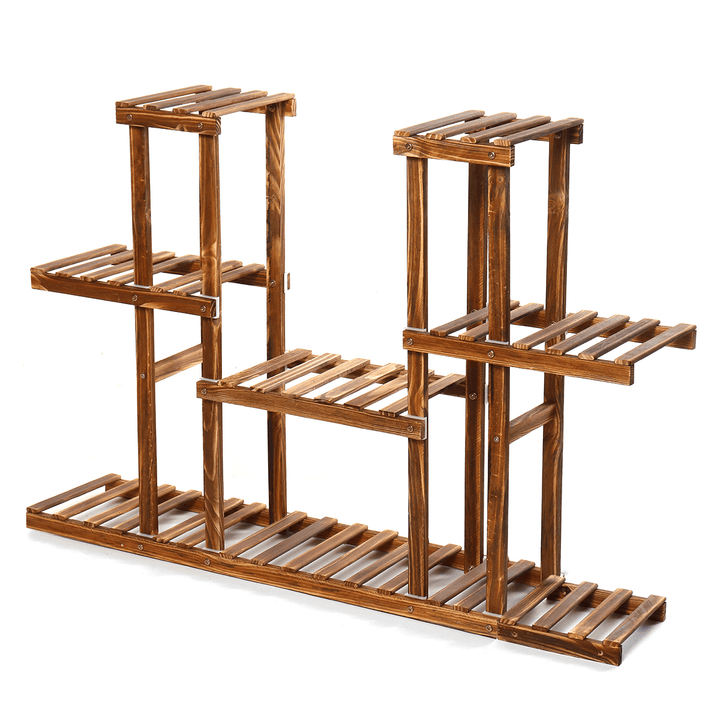 Multi Tier Wood Flower Rack Plant Stand Wood Shelves Bonsai Display Shelf Indoor