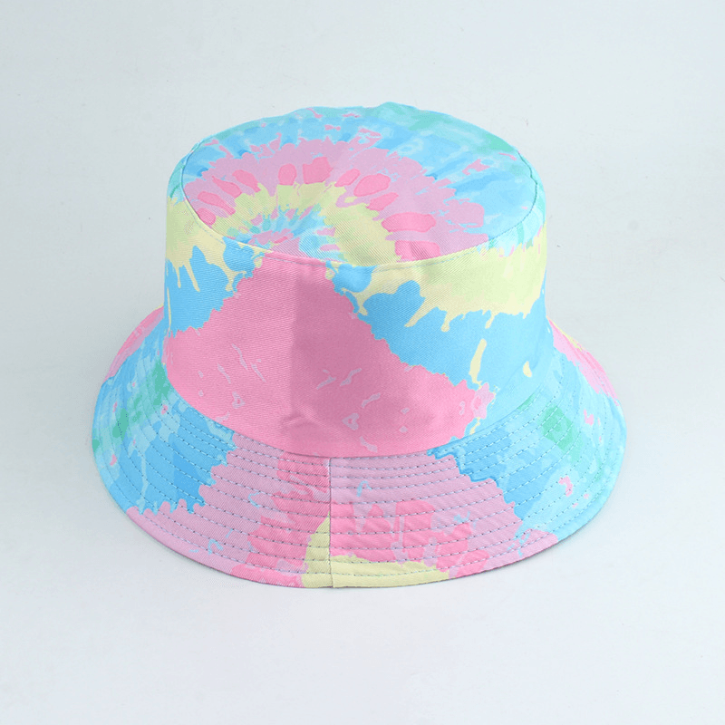 New Style Printed Double-Sided Fisherman Hat Color Tie-Dye Hip-Hop Casual Flat Top Basin Hat