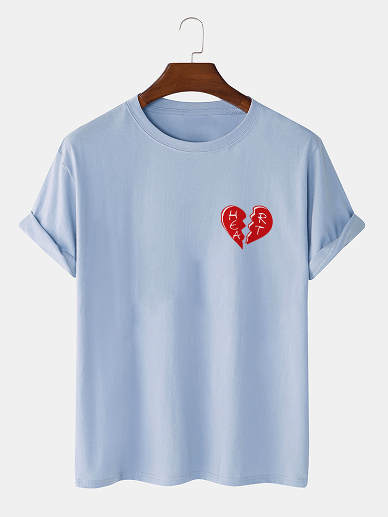 Mens 100% Cotton Heart Broken Casual T-Shirts