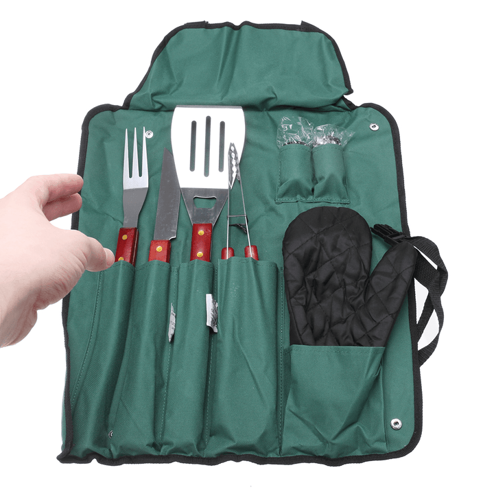 Ipree¬Æ 8Pcs BBQ Tools Set Stainless Steel Tableware Barbecue Grilling Accessories Kit with Portable Case for Outdoor Camping