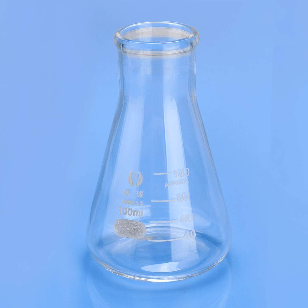 100Ml Lab Glass Erlenmeyer Conical Flask Bottle W/ Rim Borosilicate Laboratory Glassware