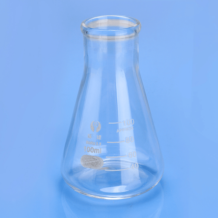 100Ml Lab Glass Erlenmeyer Conical Flask Bottle W/ Rim Borosilicate Laboratory Glassware