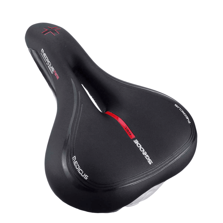 SGODDE Bicycle Saddle Memory Foam Soft Dual Shock Absorbing Breathable Bike Cushion Bike Seat with Taillight Cycling