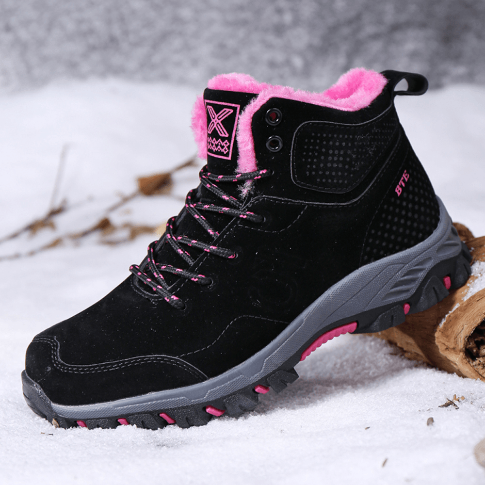 Women Casual Warm Lining Thick Sole Lace up Ankle Snow Boots