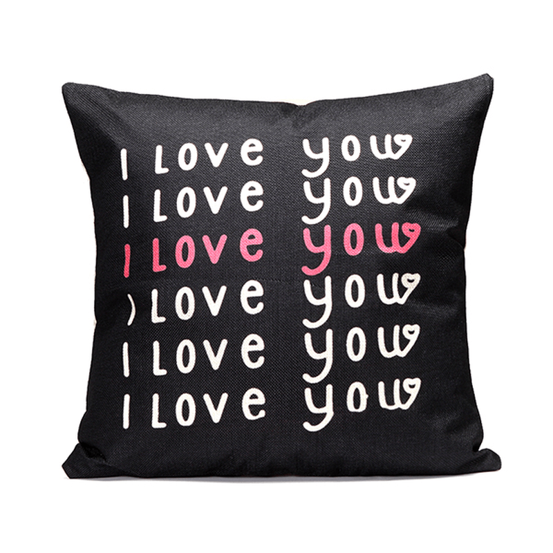 43X43Cm Black English Letter Fashion Cotton Linen Pillow Case Home Sofa Seat Bed Car Cushion Decor