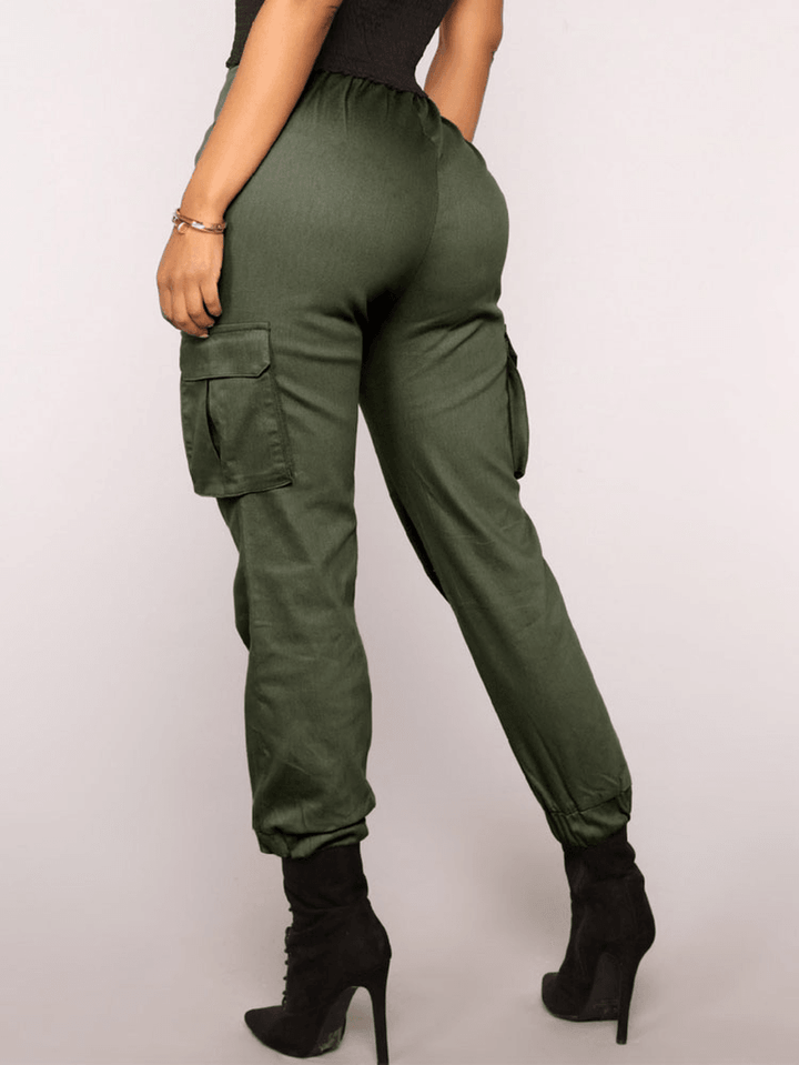 Solid Color High Elastic Waist Casual Harem Pants