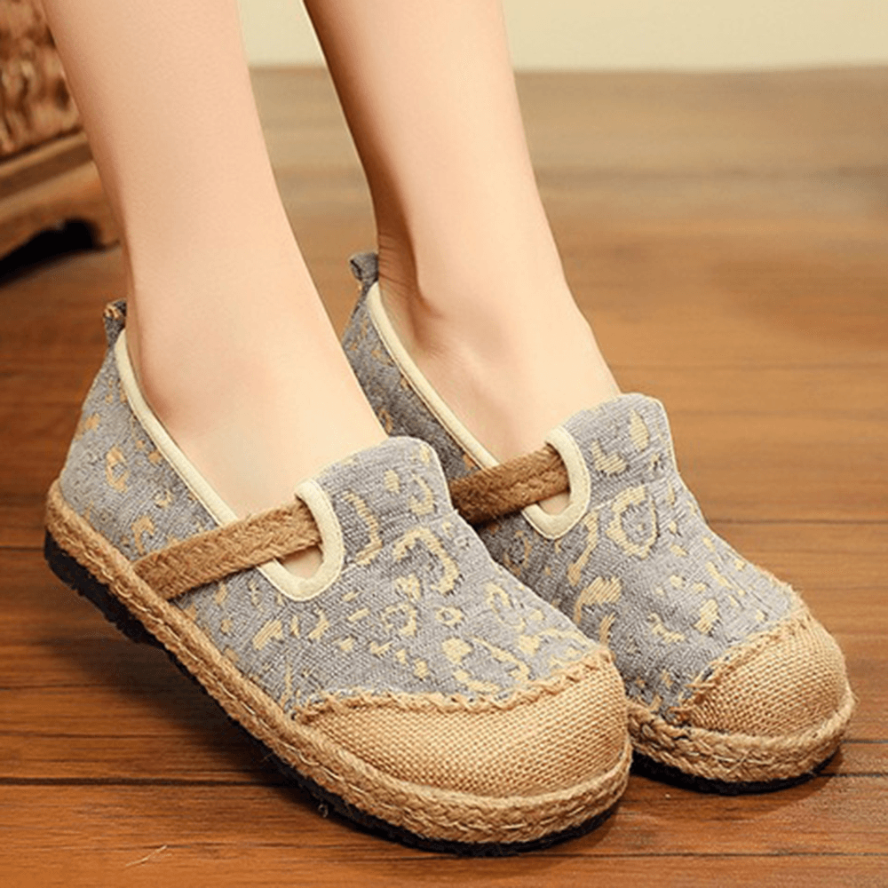 Women Linen Handmade Espadrille Comfy Wearable Casual Loafers