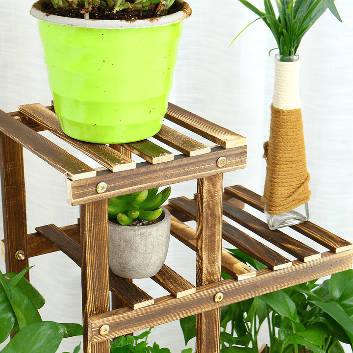 Wooden Succulent Flower Pot Stand Indoor Balcony Floor Stand Garden Decoration