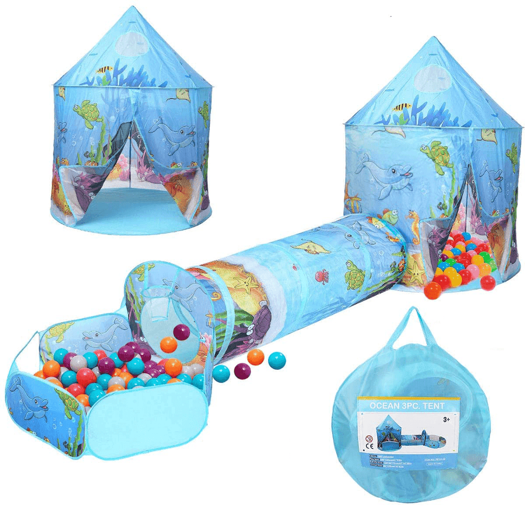 3-In-1 Kids Play Tent Portable Castle Playhouse Play Tunnels Ball Pit Children Game House Gift