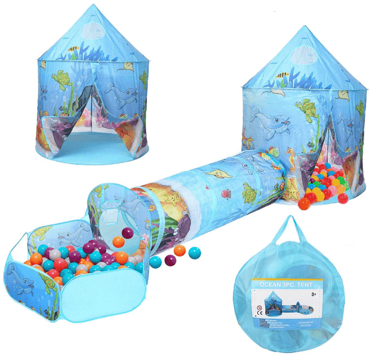 3-In-1 Kids Play Tent Portable Castle Playhouse Play Tunnels Ball Pit Children Game House Gift