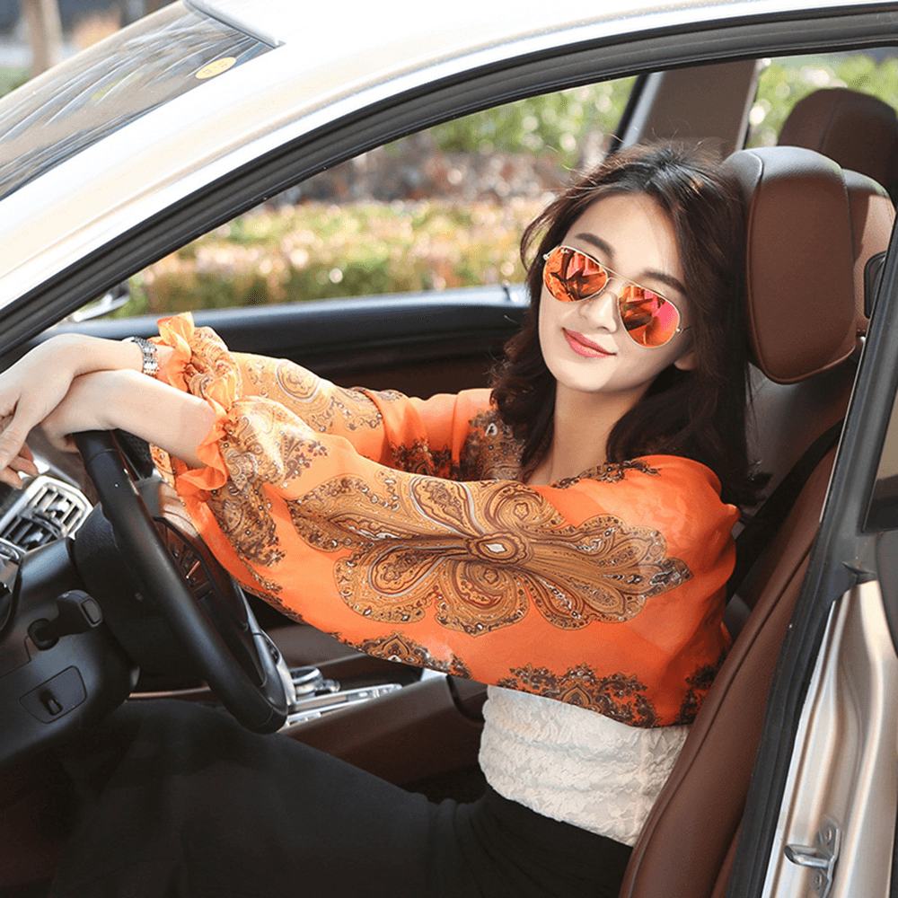 Women Chiffon Driving Sunscreen Long Arm Sleeves