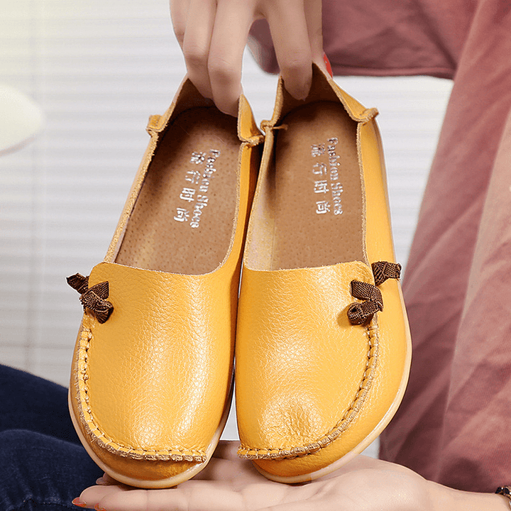 Large Size Soft Leather Multi-Way Flat Loafers for Women - MRSLM