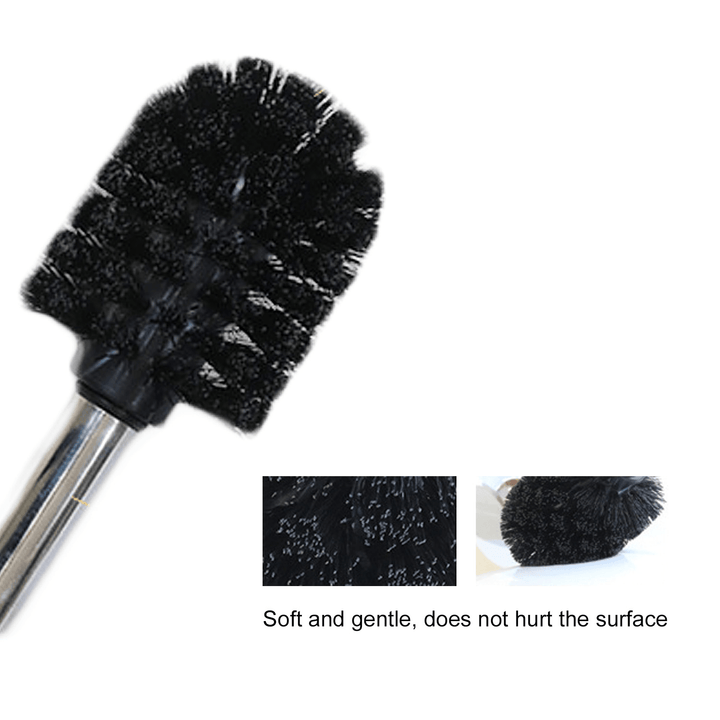 Removable Compact Home ABS Wall Mounted Brush Holder Scrubber Curved Cleaning Brush Stainless Steel Handle Set for Bathroom Storage