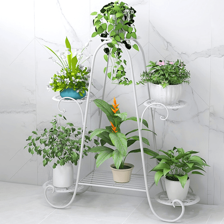 6-Layer Flower Stand Wrought Iron Plant Shelf Indoor Creative Art Rack