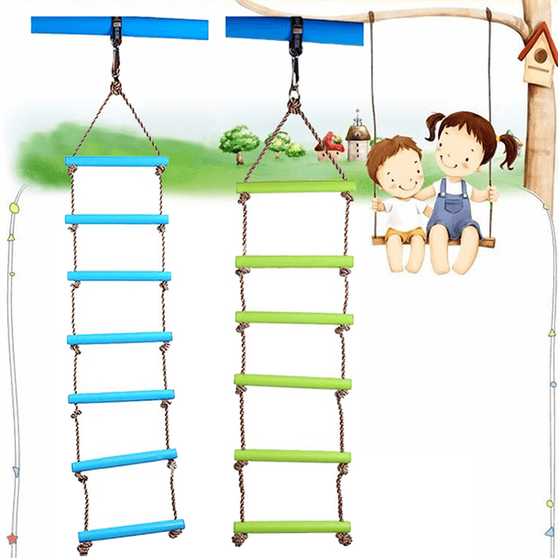 6 Rungs 2M PE Rope Children Toy Swing Max Load 120KG Outdoor Indoor Plastic Ladder Rope Playground Games for Kids Climbing Rope Swing