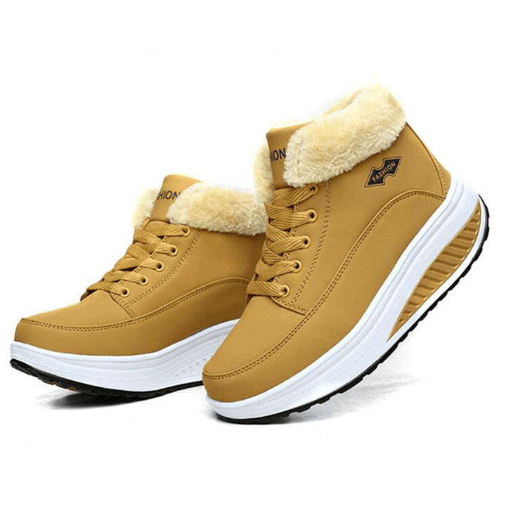 Warm Fur Lining Rocker Sole Platform Boots Women Casual Shoes