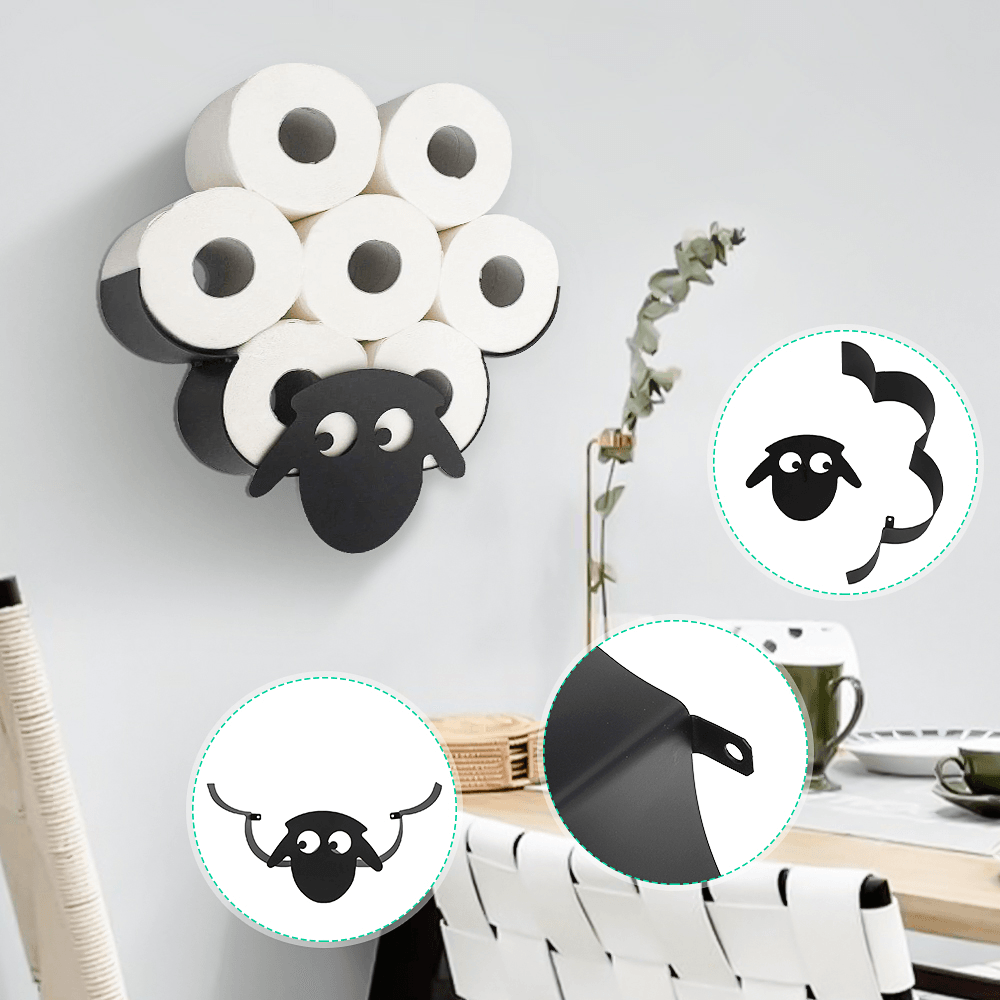 Black Sheep Toilet Roll Holder Paper Bathroom Free Standing Metal Storage Shelf