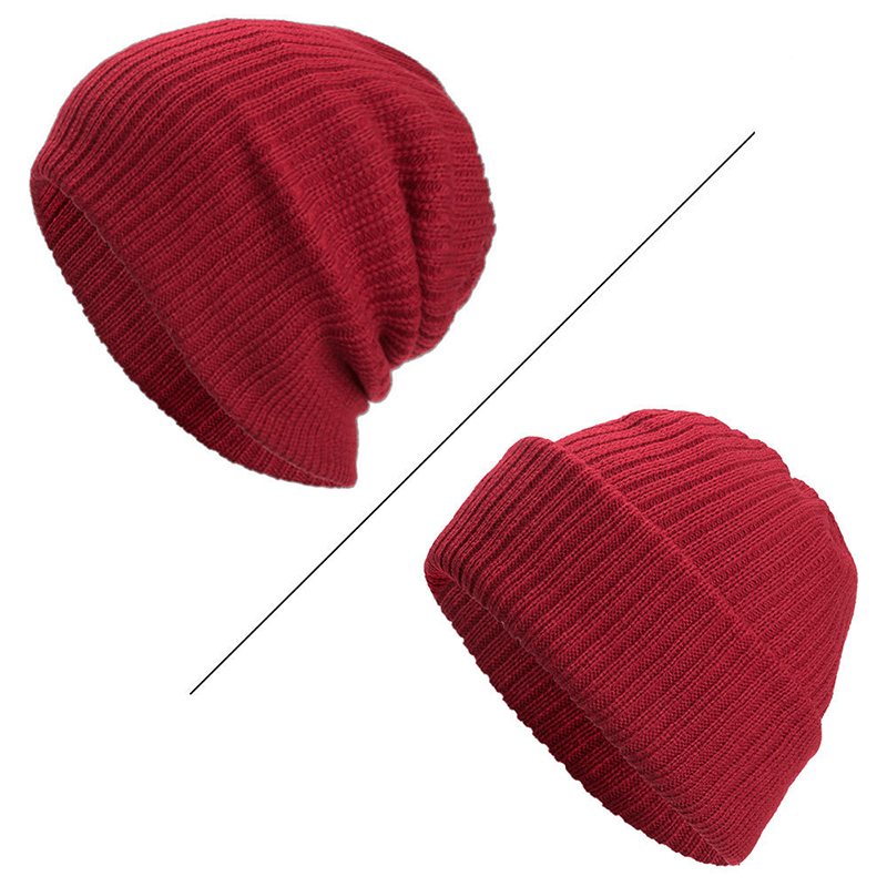 Men Winter Thicken Brimless Knitted Hat Slouch Beanie Caps - MRSLM