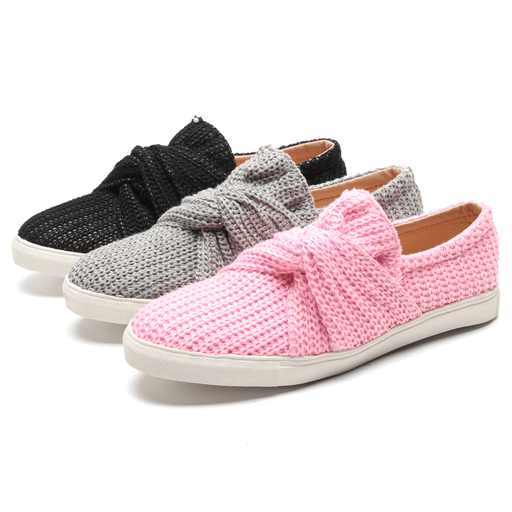 Women Breathable Knitting Knot Flat Loafers