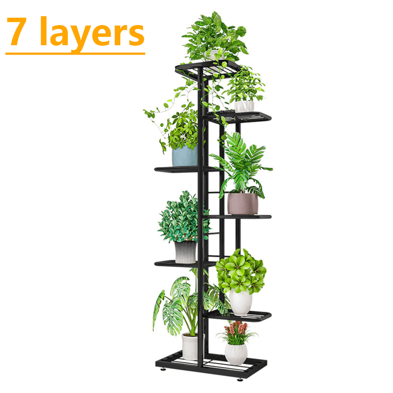 7/8 Black/White Layers Retro Iron Plant Stand Pot Plant Display Shelves Garden Home Decoration - MRSLM