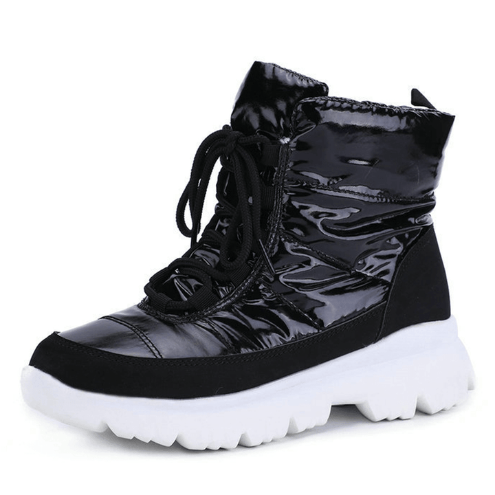 Women Comfy Warm Lining Waterproof Lace up Short Snow Boots